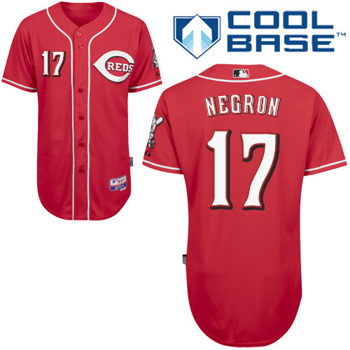 Kristopher Negron #17 MLB Jersey-Cincinnati Reds Men's Authentic Alternate Red Cool Base Baseball Jersey